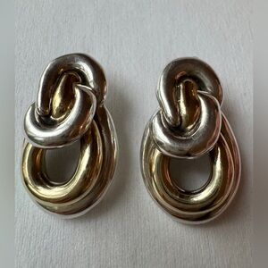 Large Sterling Silver 925 Interlinked Earrings Modernism Abstract Art Love Knot